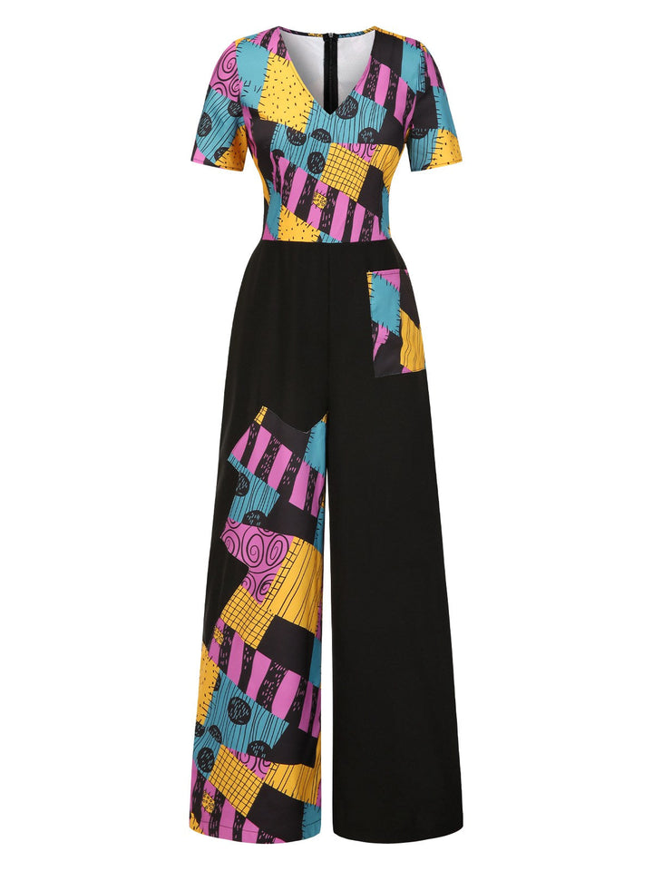 Multicolor 1940s Nightmare Before Christmas Sally Jumpsuit, vintage romper, retro jumpsuit - perfect for women who love vintage and retro fashion