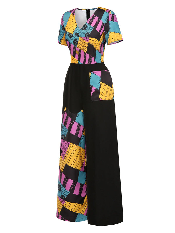 Multicolor 1940s Nightmare Before Christmas Sally Jumpsuit, vintage romper, retro jumpsuit - perfect for women who love vintage and retro fashion