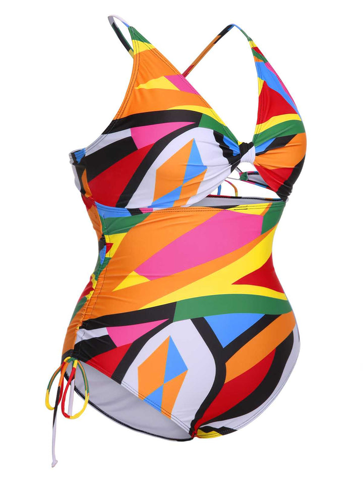 This 1940s Print One-Piece Swimsuit carries 1940s vacation dreams in every stitch