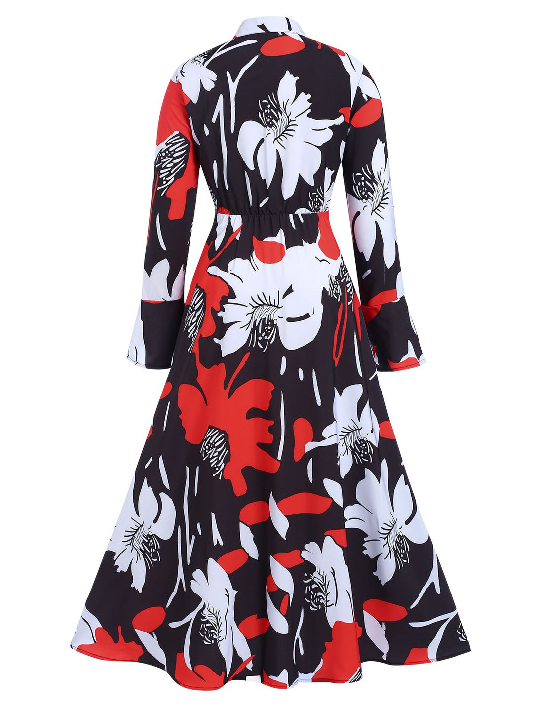 Multicolor 1940s Round Neck Floral A-Line Dress: where 1940s romance meets her modern spirit