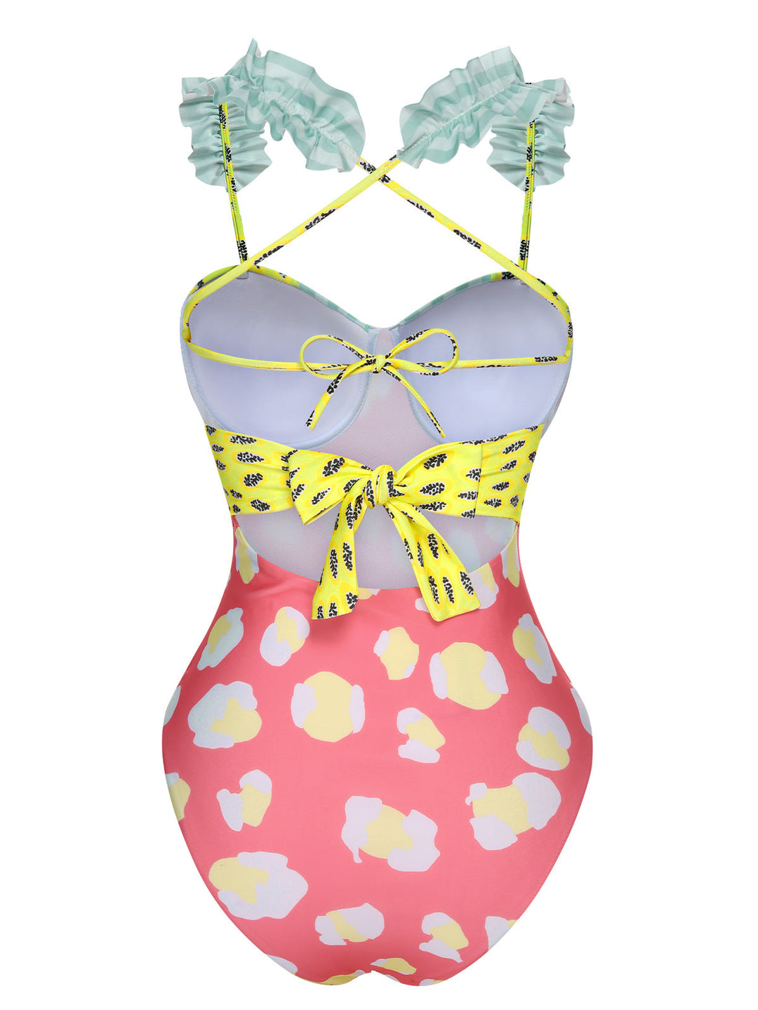 Multicolor 1950s Cartoon Patchwork Swimsuit, vintage swimsuit, pin-up swimwear - perfect for women who love vintage and retro fashion