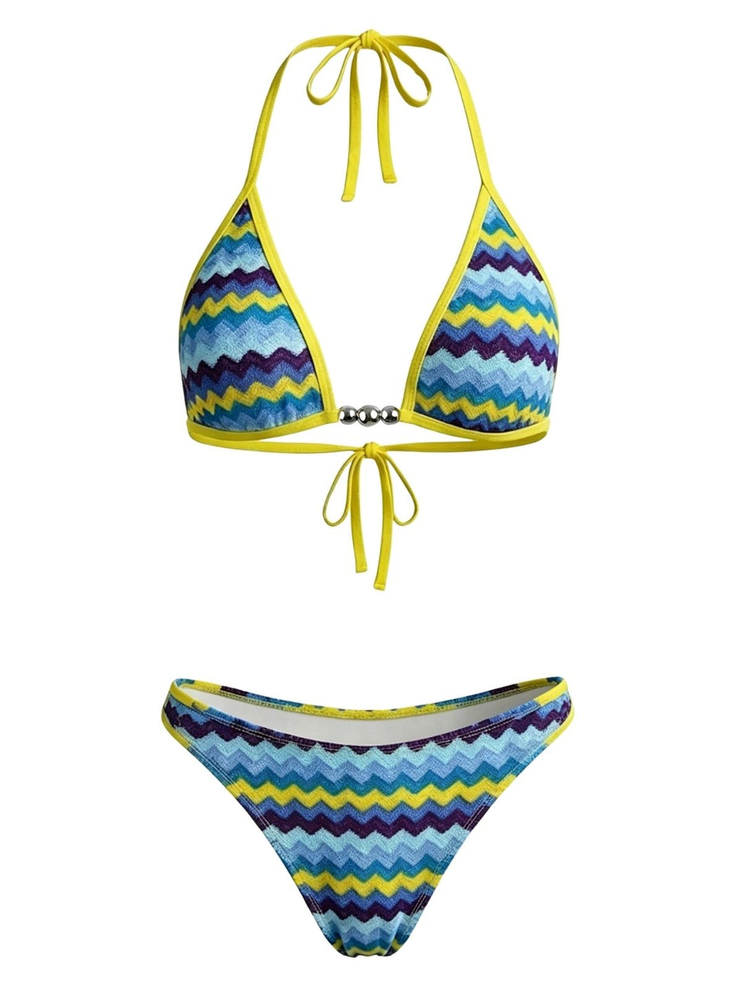 Multicolor--Chevron-Pearl-Triangle-Bikini-Set, vintage, retro, swimwear