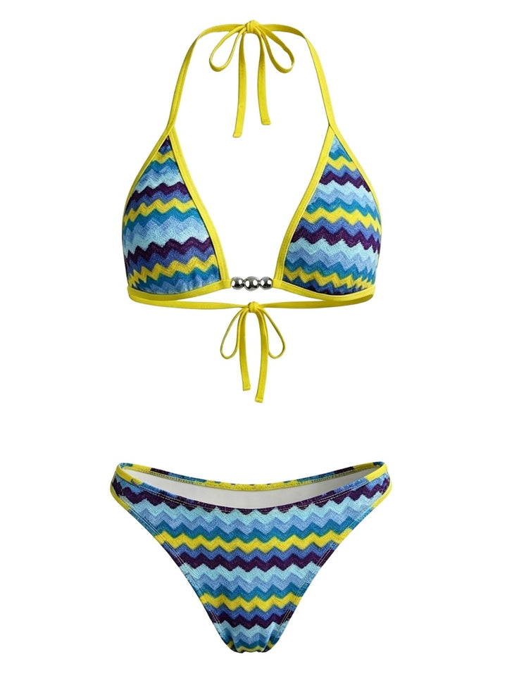 Multicolor--Chevron-Pearl-Triangle-Bikini-Set, vintage, retro, swimwear