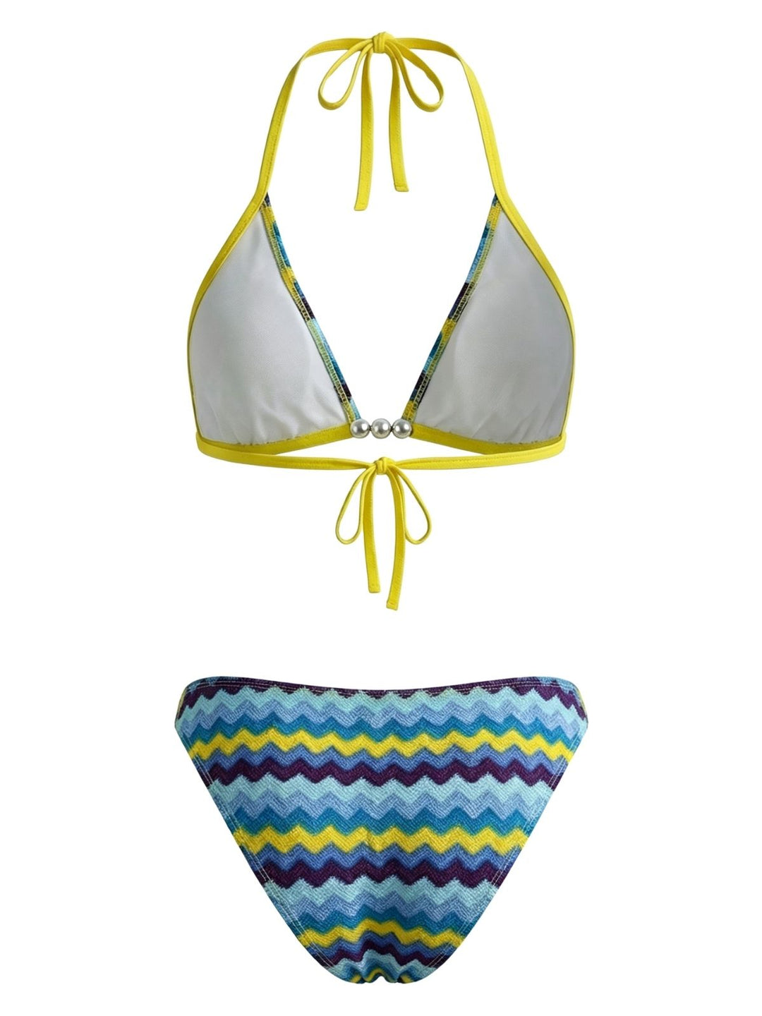 Multicolor--Chevron-Pearl-Triangle-Bikini-Set, vintage, retro, swimwear