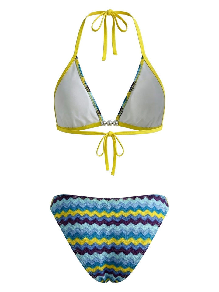 Multicolor--Chevron-Pearl-Triangle-Bikini-Set, vintage, retro, swimwear