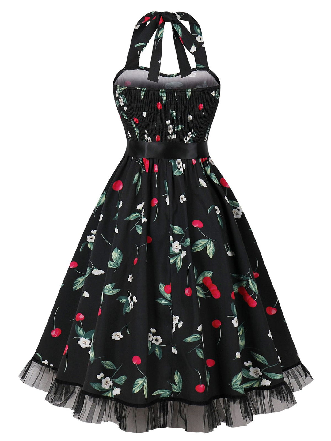 Multicolor 1950s Halter Floral Lace Hem Dress, vintage dress, retro fashion, rockabilly, pin-up fashion - perfect for women who love vintage and retro fashion