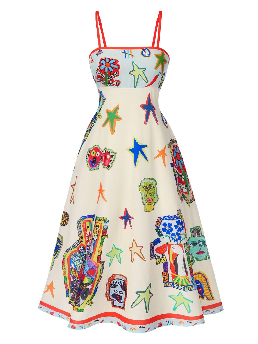 She slips into this Multicolor 1950s Marine Life Print Dress and suddenly it&