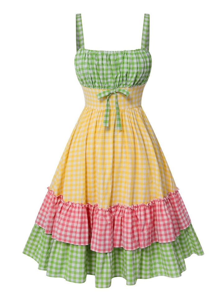 Multicolor 1950s Pure Cotton Straps Plaid Dress, vintage dress, retro fashion, rockabilly, pin-up fashion - perfect for women who love vintage and retro fashion