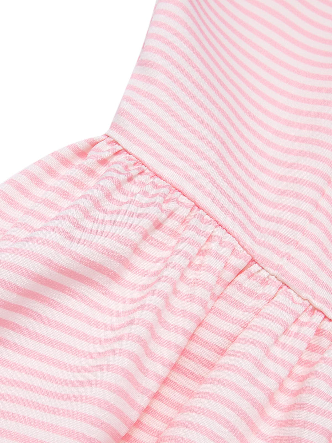 She slips into this Multicolor 1950s Rainbow Striped Boat Neck Dress and suddenly it&