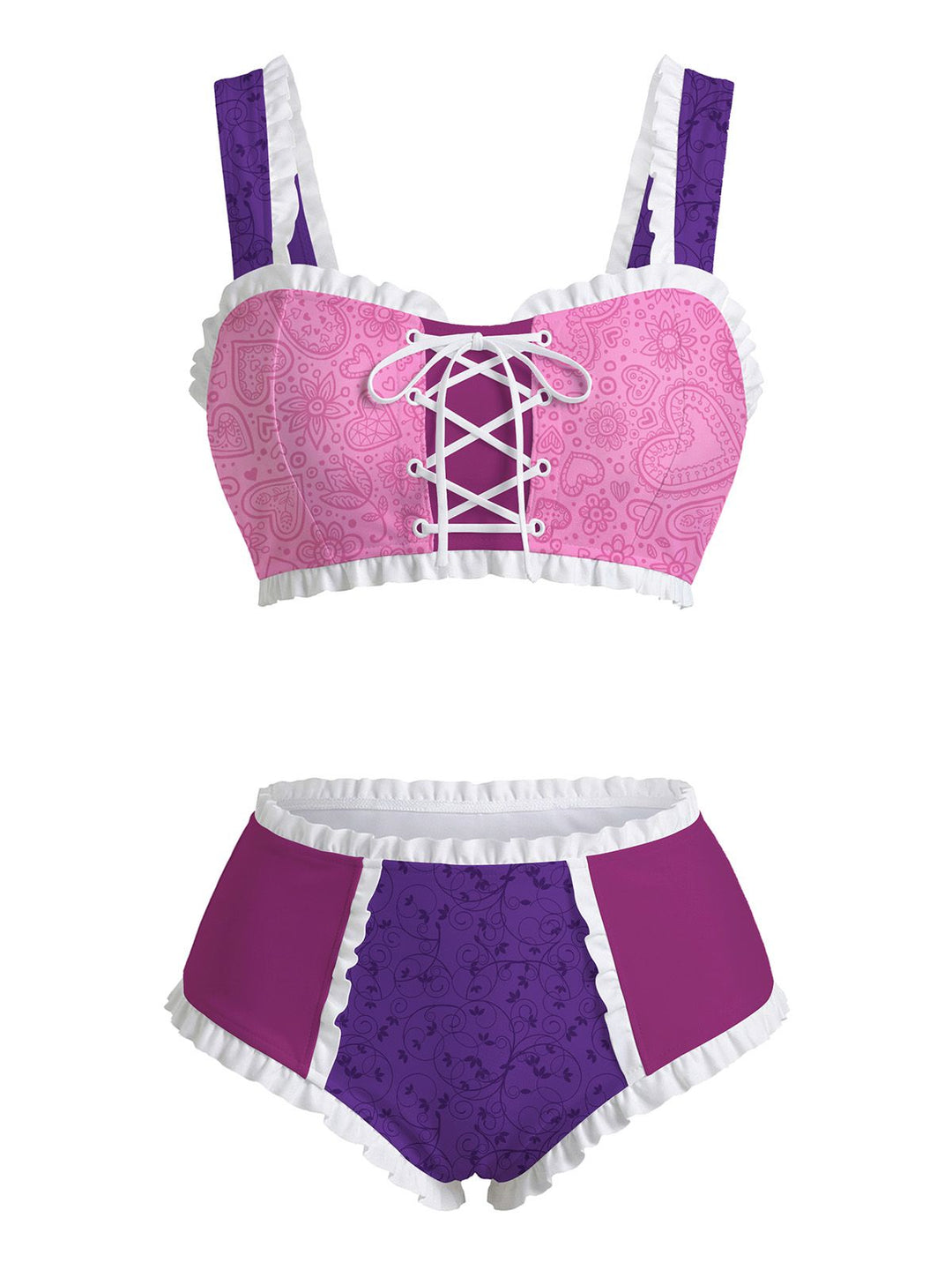 Multicolor 1950s Rapunzel Princess Swimsuit - vintage swimsuit, pin-up style