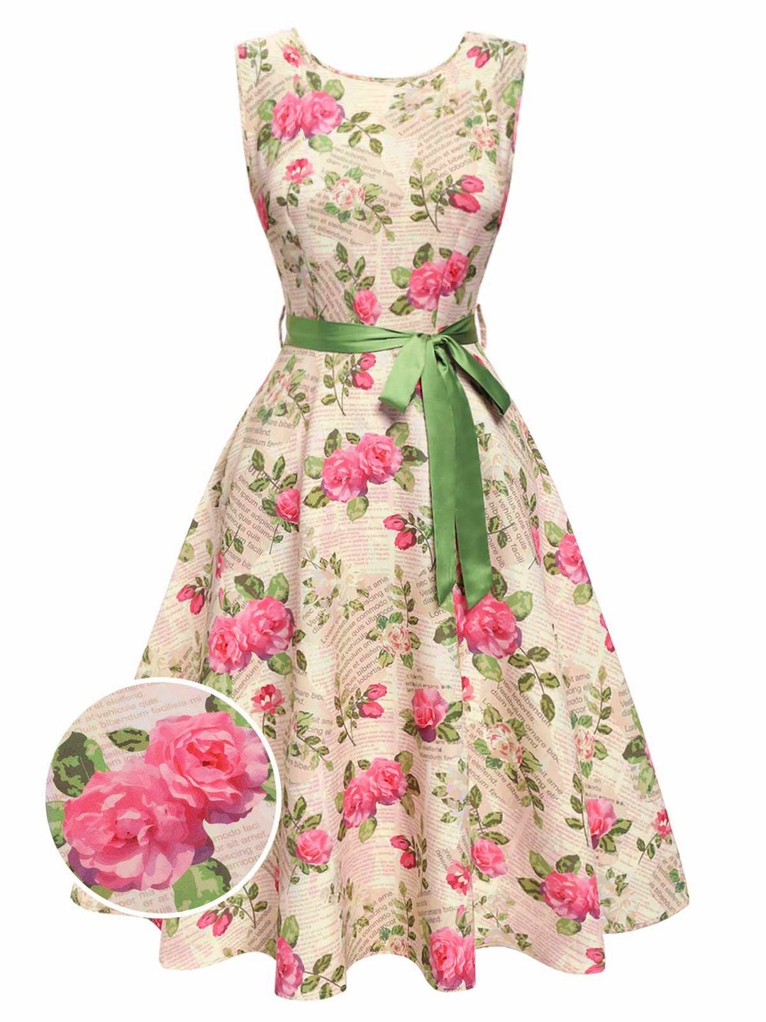 Multicolor 1950s Rose Pictorial Belted Dress: where 1950s romance meets her modern spirit