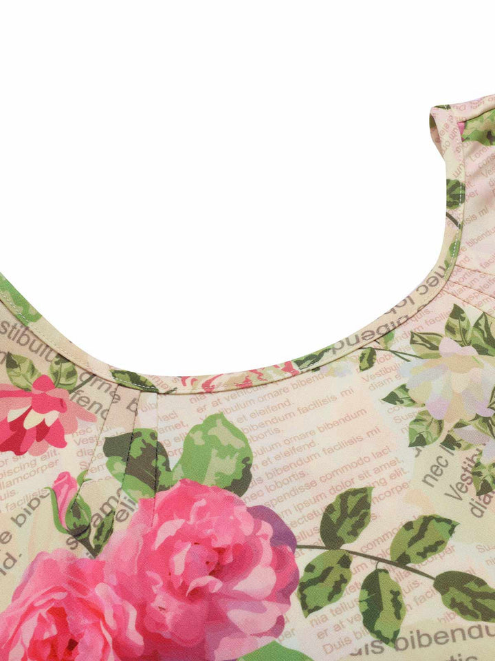 Multicolor 1950s Rose Pictorial Belted Dress: where 1950s romance meets her modern spirit