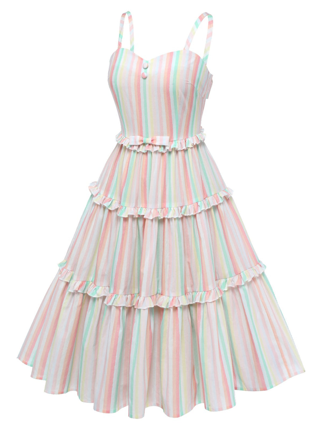 Multicolor 1950s Spaghetti Strap Striped Dress, vintage dress, retro fashion, rockabilly, pin-up fashion - perfect for women who love vintage and retro fashion