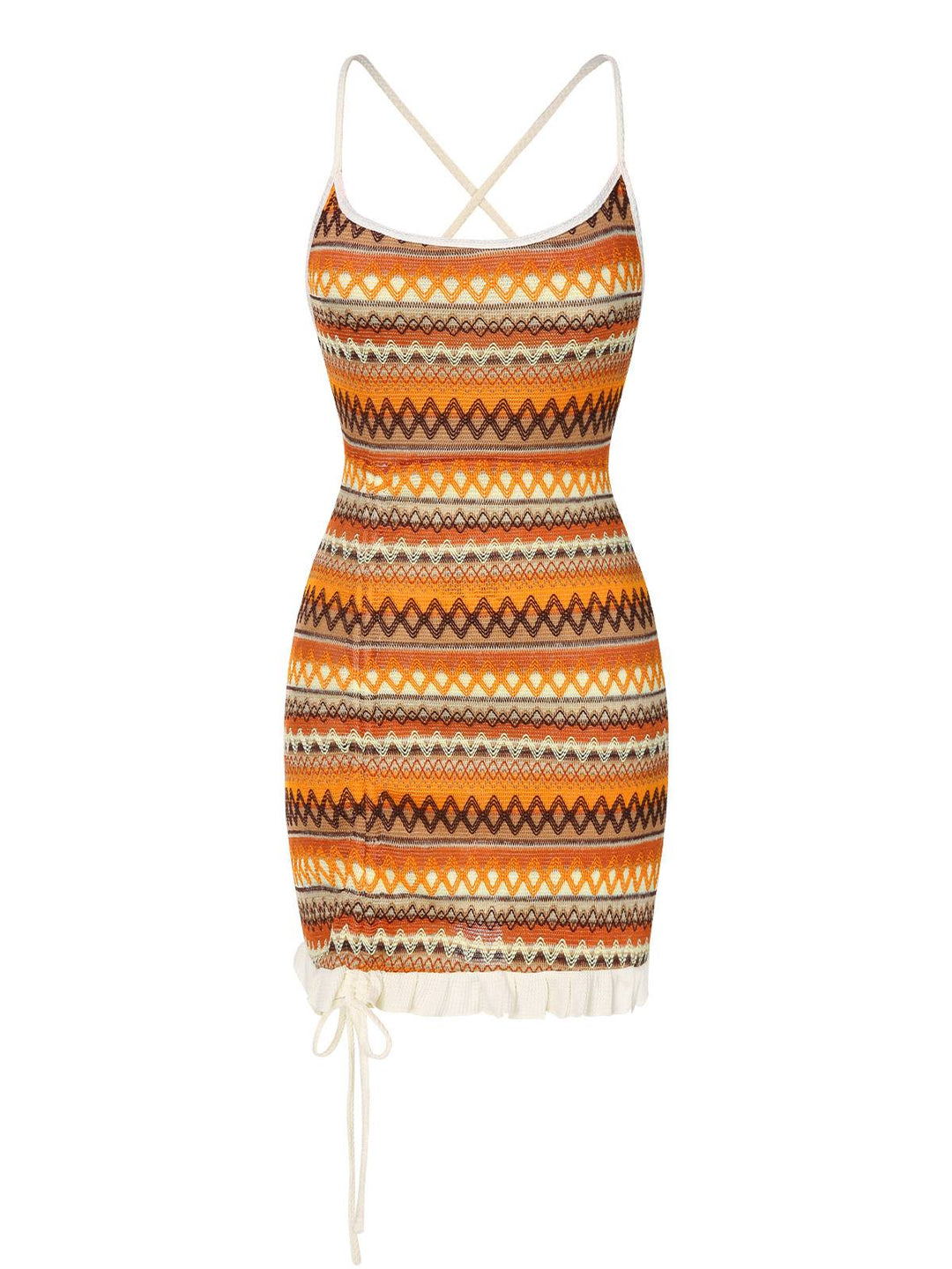 1960s Bohemian Drawstring Knit Straps Dress — the kind of 1960s dress that makes strangers smile