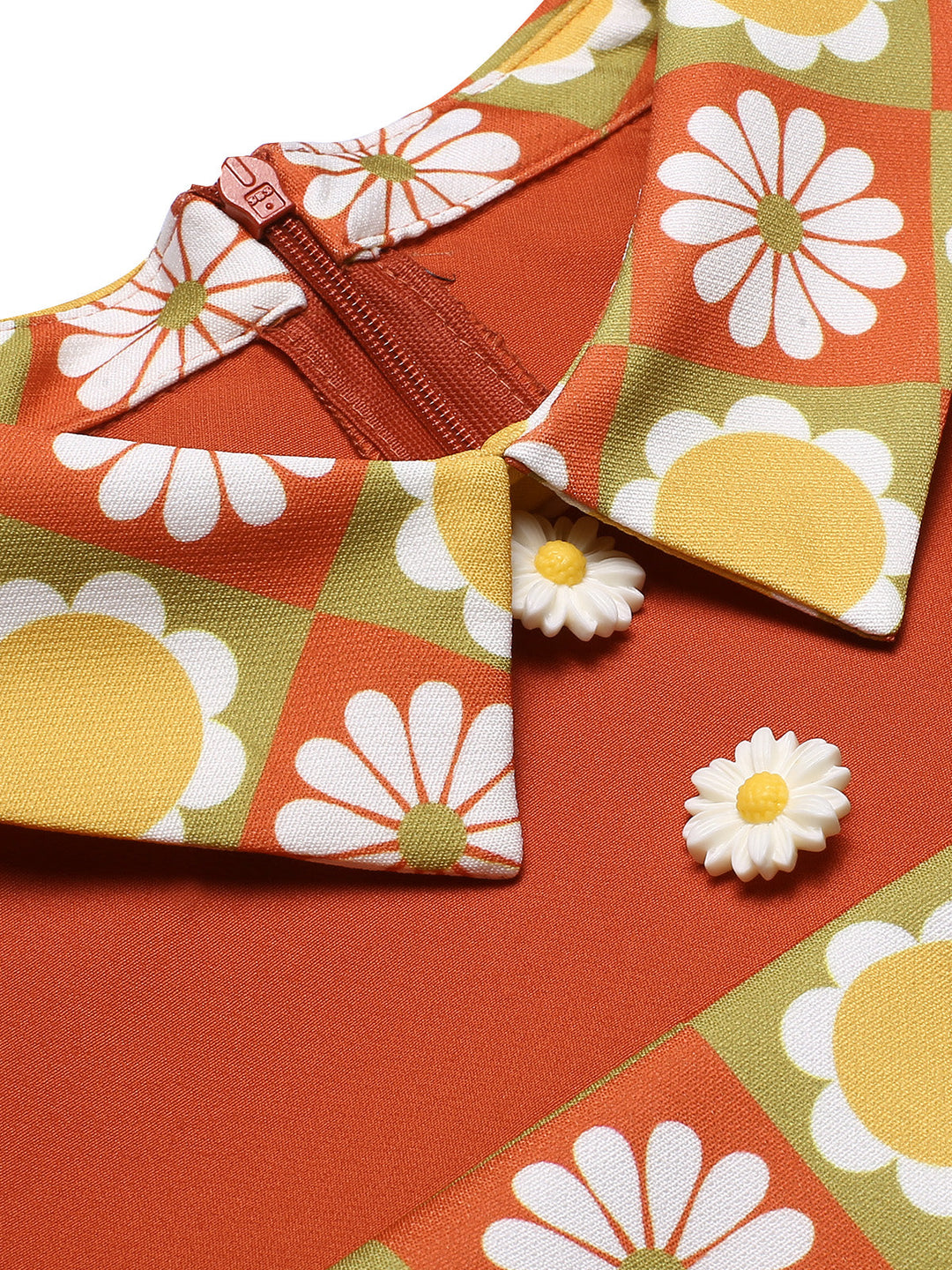 Multicolor 1960s Daisy Lapel Belt Dress, vintage dress, retro fashion - perfect for women who love vintage and retro fashion