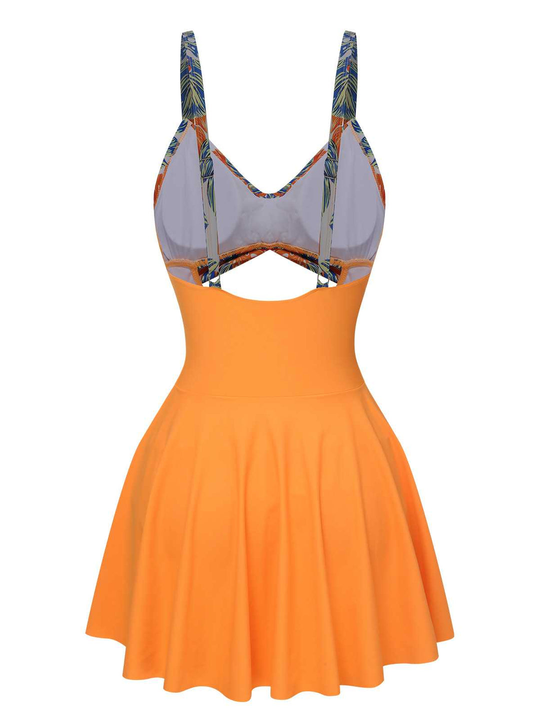 This Multicolor 1960s Print Spaghetti Strap Swimsuit carries 1960s vacation dreams in every stitch