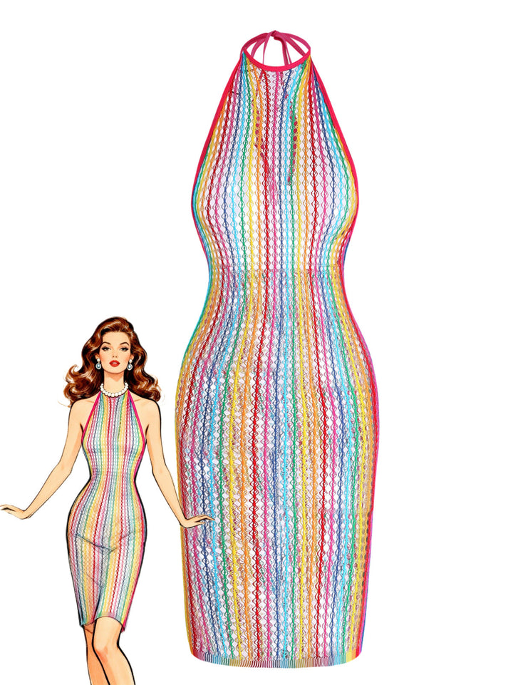 Multicolor Rainbow Mesh Nightgown 2