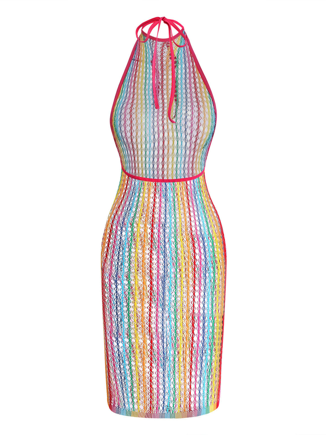 Multicolor Rainbow Mesh Nightgown 5