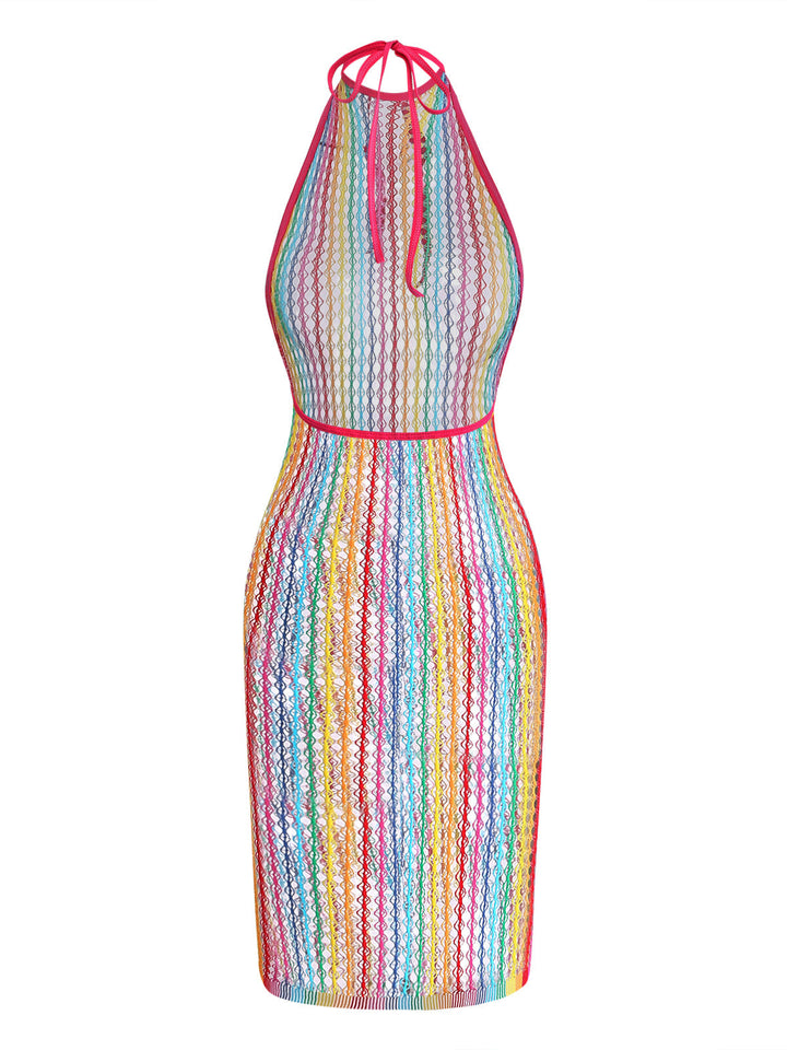 Multicolor Rainbow Mesh Nightgown 5