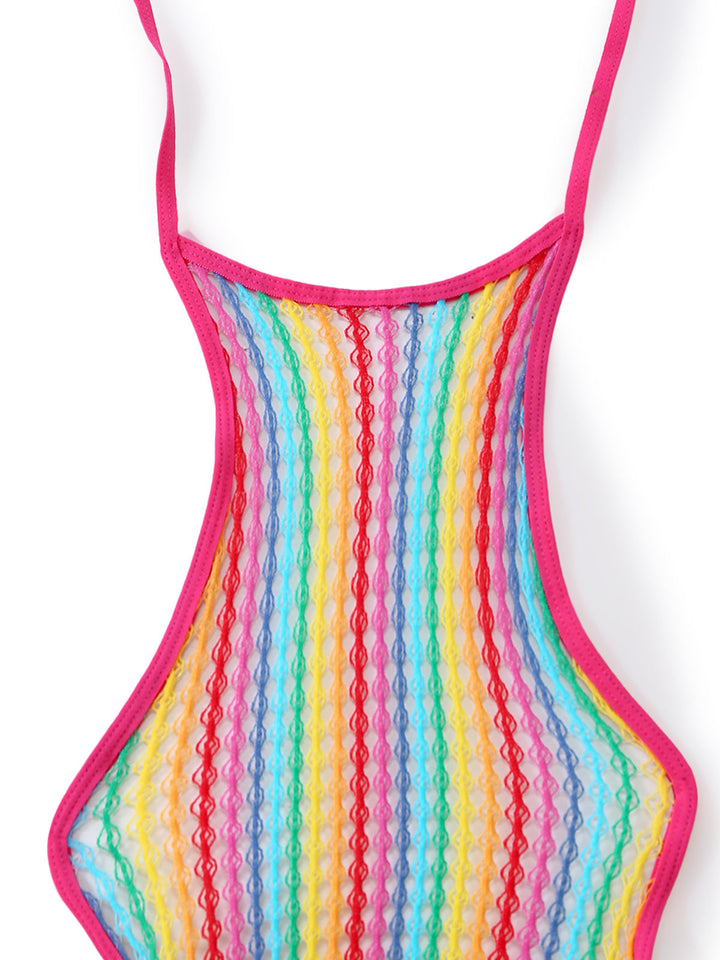 Multicolor Rainbow Mesh Nightgown 4