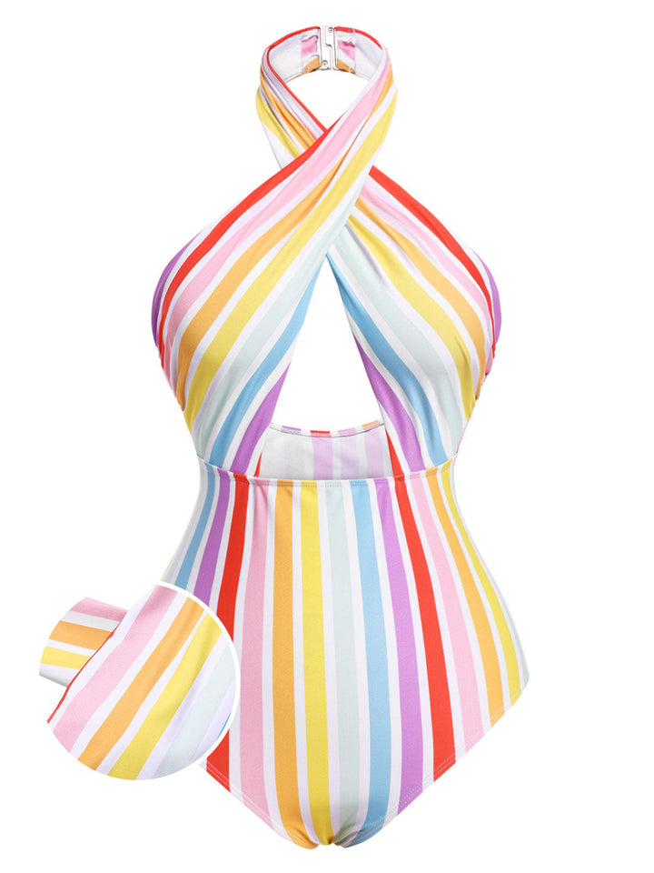 1960s Stripe Halter Swimsuit | 1960s | vintage swimsuit, retro beachwear