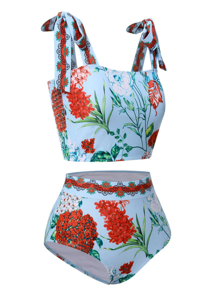 Multicolor 1960s Strap Floral Swimsuit: 1960s Riviera elegance, reimagined for her