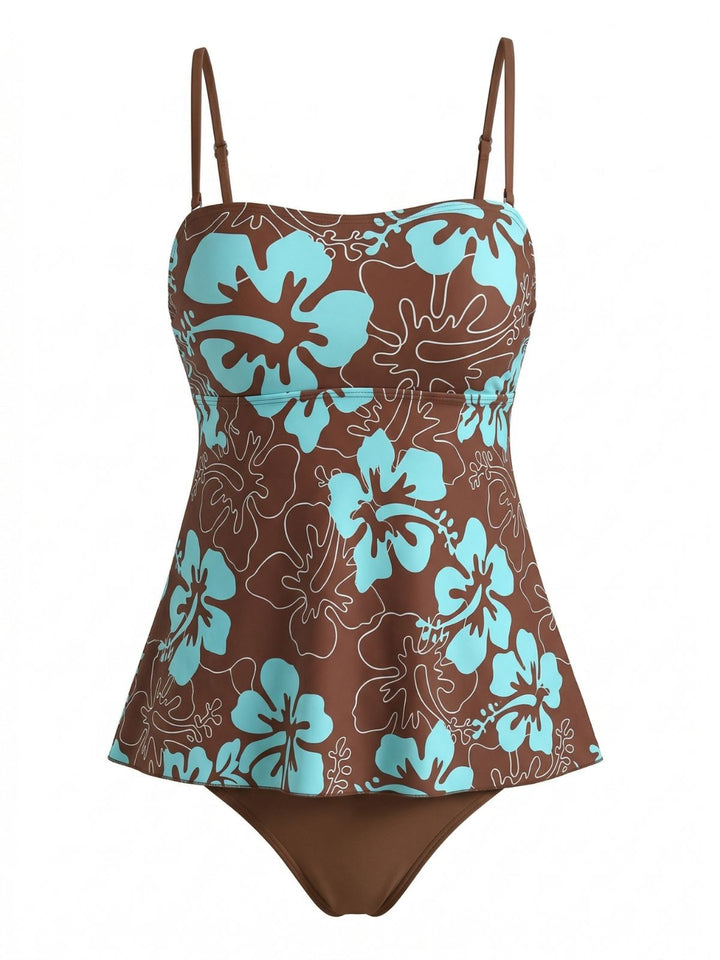Multicolor 1970s Boho Strap Tankini Set - vintage fashion, retro style