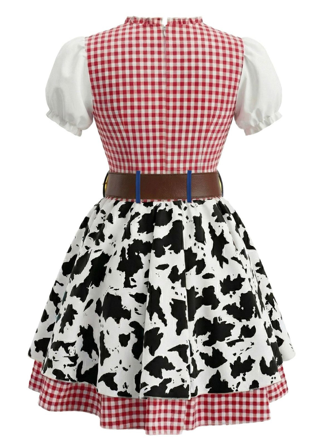 Multicolor 1970s Plaid Bats Cow Skin Patchwork Dress - vintage dress, retro fashion for vintage lovers