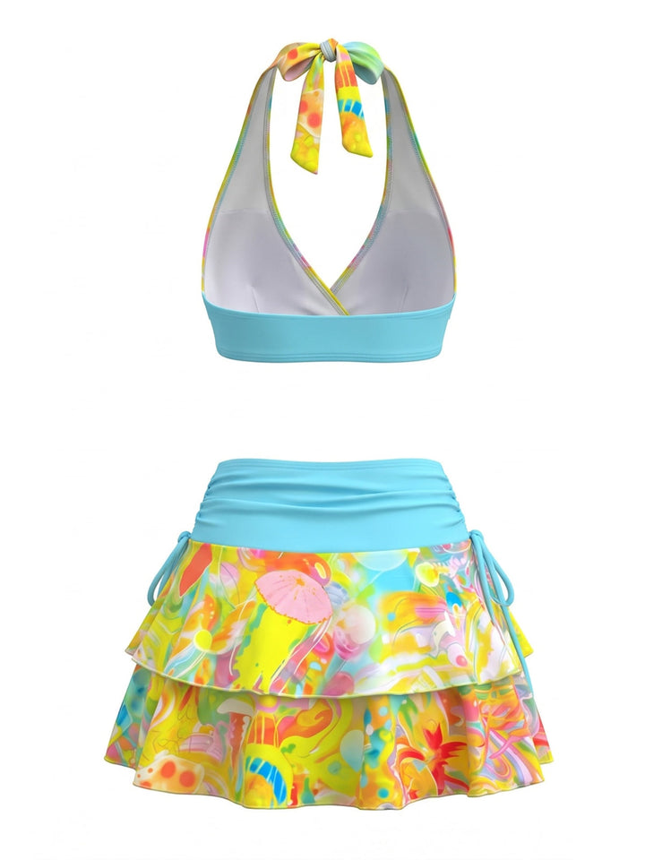 Print Floral Halter Tankini Set, vintage fashion, retro style - perfect for women who love vintage and retro fashion