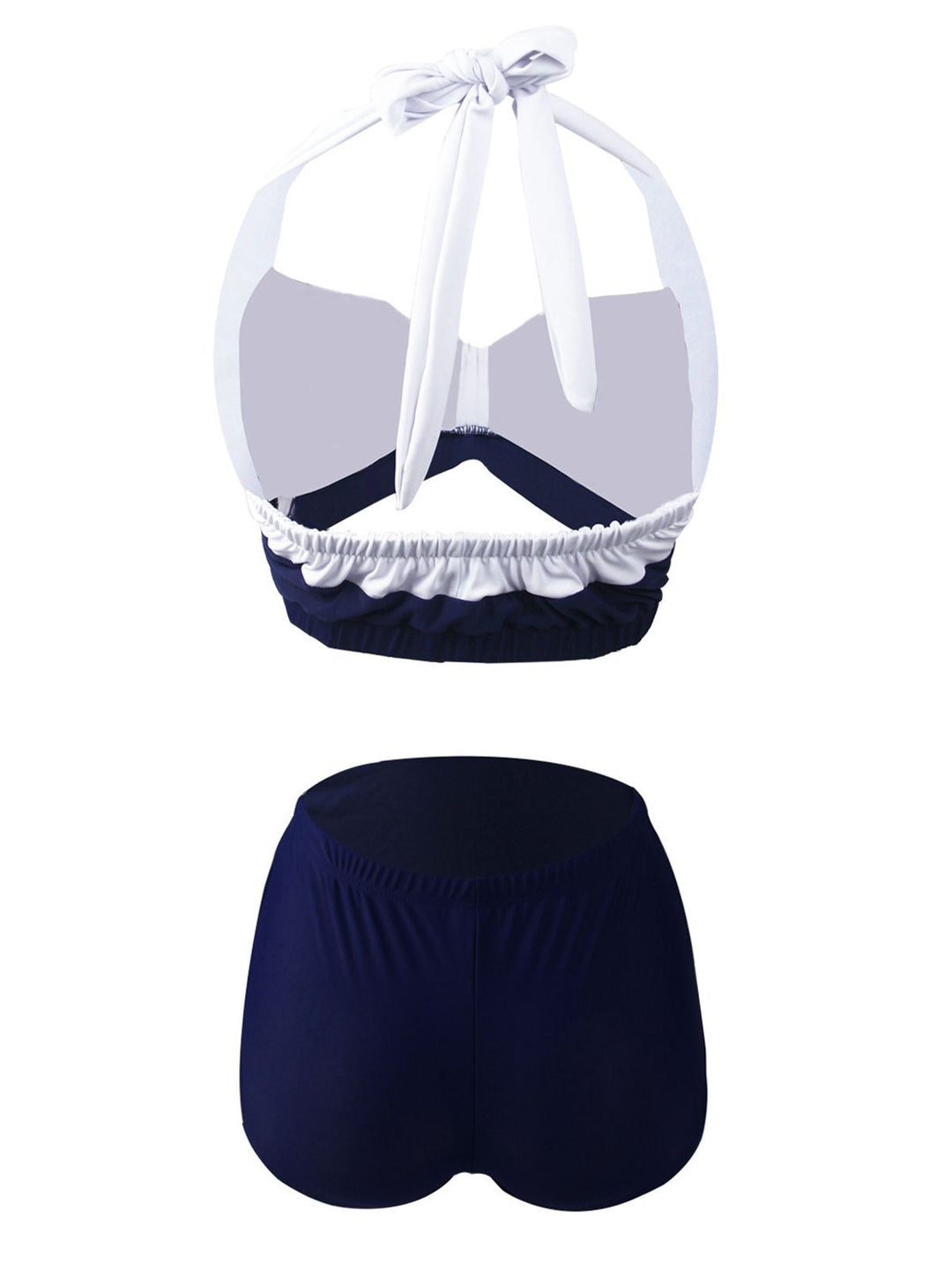 Navy 1950s Stripe Halter Bikini, classic 1950s style summer beach collection - Image 3