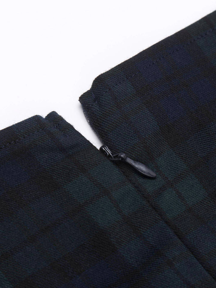 Navy 1960s Plaids Bodycon Dress, classic 1960s style elegant retro fashion - Image 5