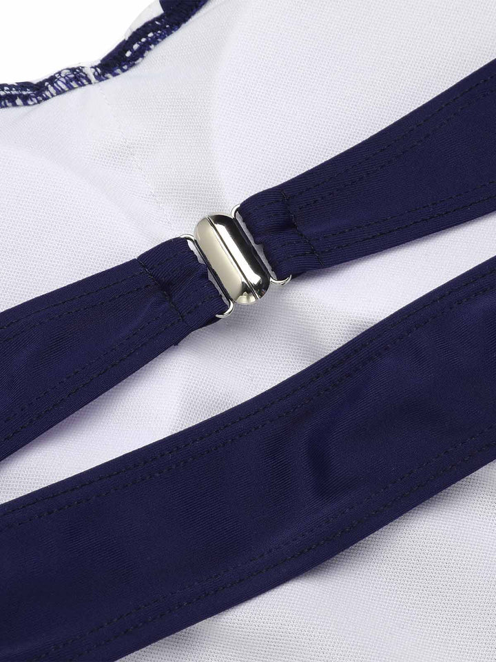 Navy Blue 1930s Halter One-piece Swimsuit — vintage elegance for the modern woman