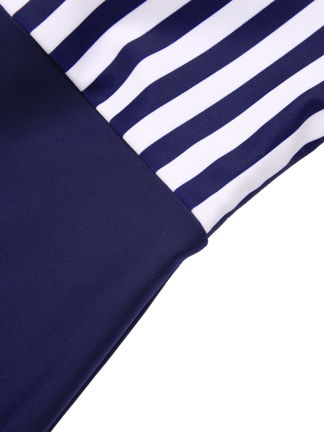 Navy Blue 1930s Stripe Patchwork Swimsuit — vintage elegance for the modern woman
