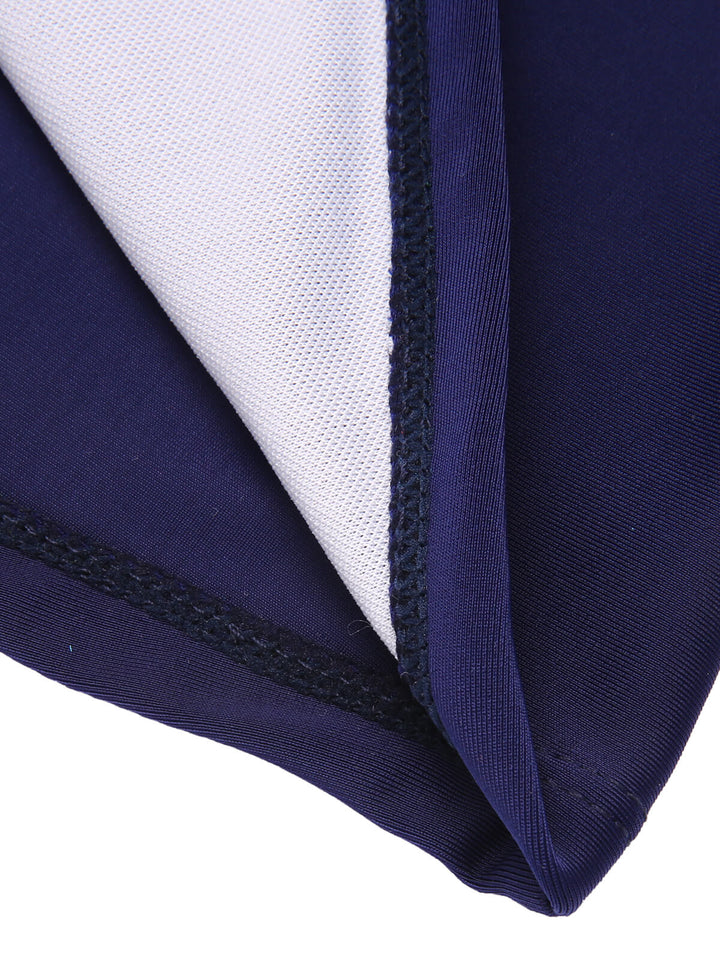Navy Blue 1930s Stripe Patchwork Swimsuit: timeless style reimagined