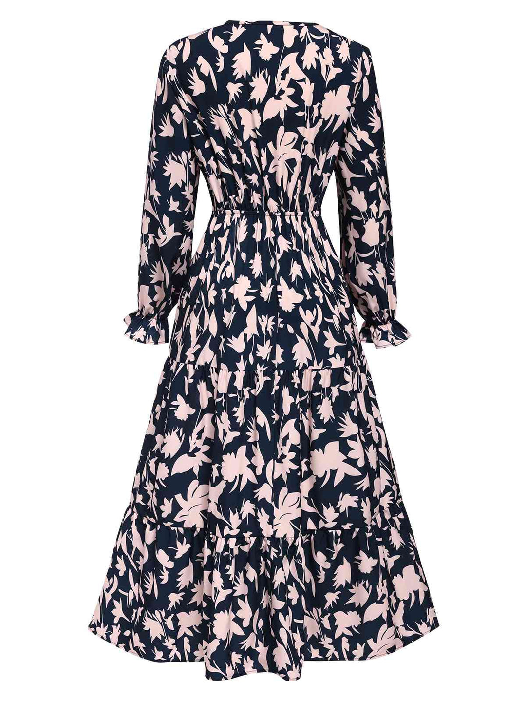 Navy Blue 1930s V-Neck Floral Dress, vintage dress, retro fashion, floral print - perfect for women who love vintage and retro fashion