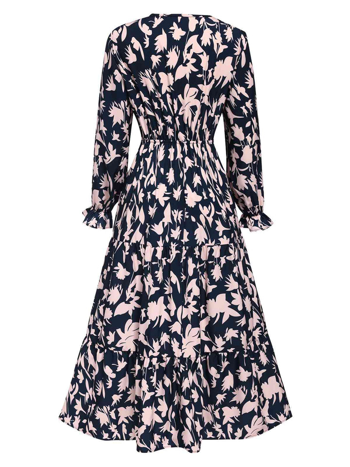 Navy Blue 1930s V-Neck Floral Dress, vintage dress, retro fashion, floral print - perfect for women who love vintage and retro fashion