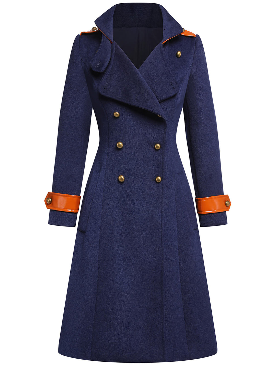 Navy Blue 1940s Patchwork Button Coat - vintage fashion, style