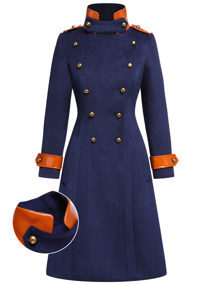 Navy Blue 1940s Patchwork Button Coat, vintage coat, outerwear - perfect for women who love vintage and fashion