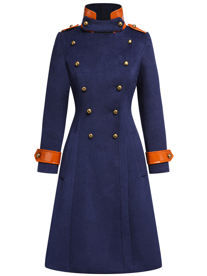 Navy Blue 1940s Patchwork Button Coat, vintage coat, outerwear - perfect for women who love vintage and fashion