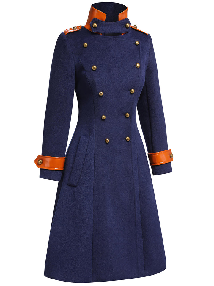 Navy Blue 1940s Patchwork Button Coat, vintage coat, outerwear - perfect for women who love vintage and fashion
