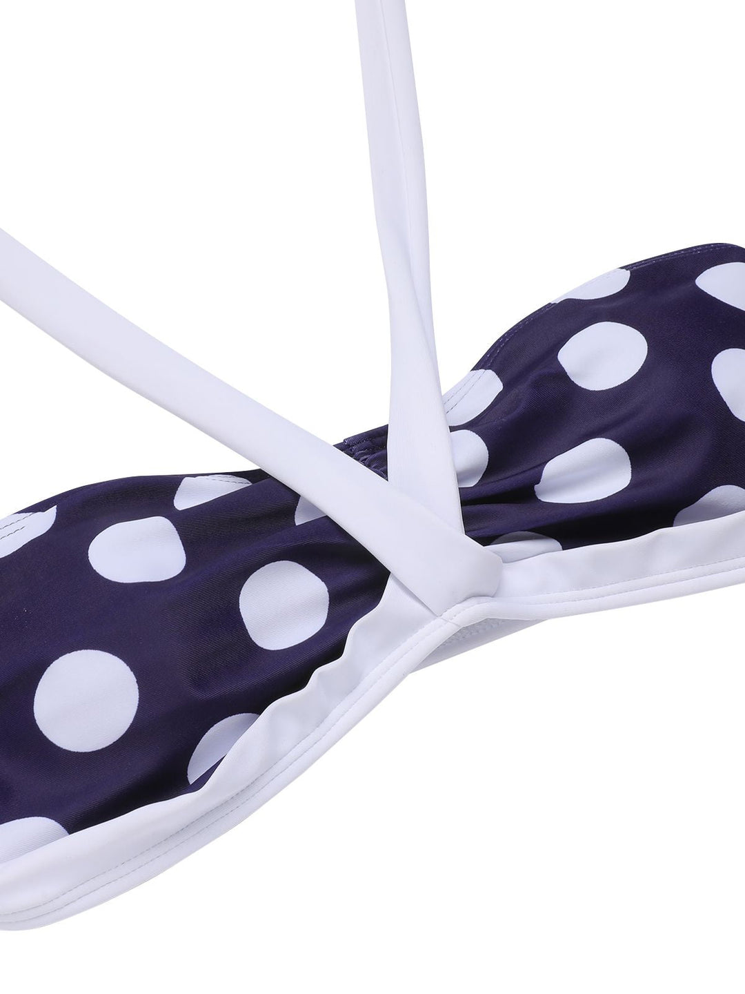 Navy Blue Polka Dot Halter Swimsuit: timeless style reimagined