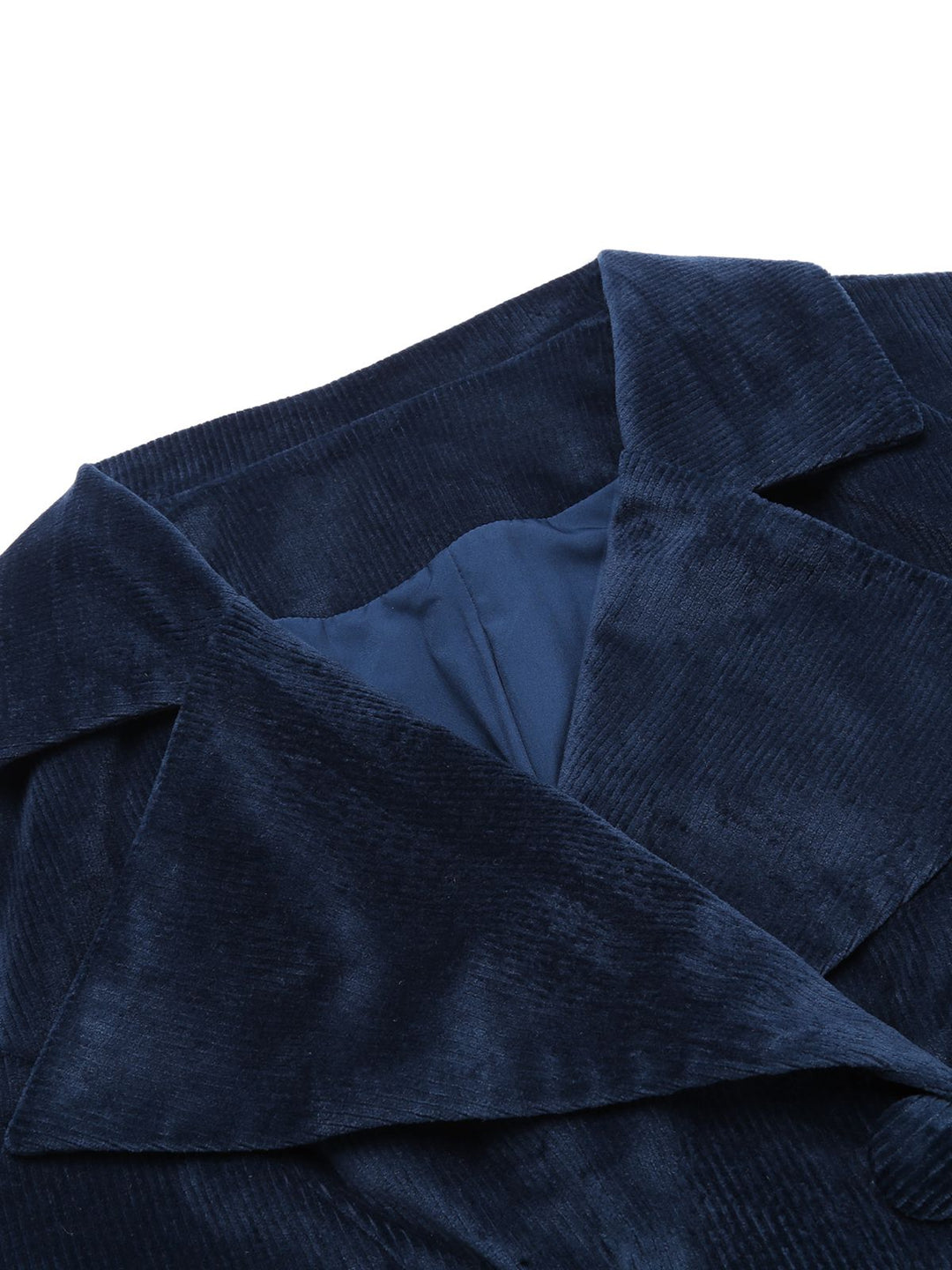 Navy Blue 1950s Corduroy Long Coat - vintage fashion, style
