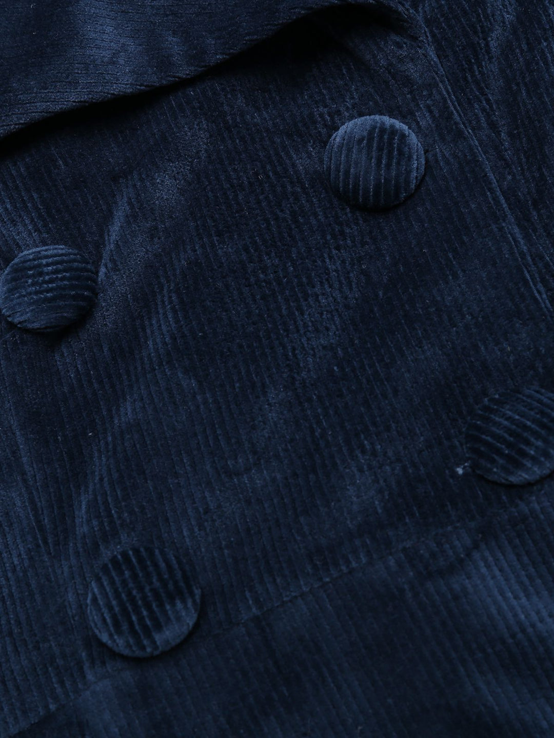 Navy Blue 1950s Corduroy Long Coat - vintage fashion, style