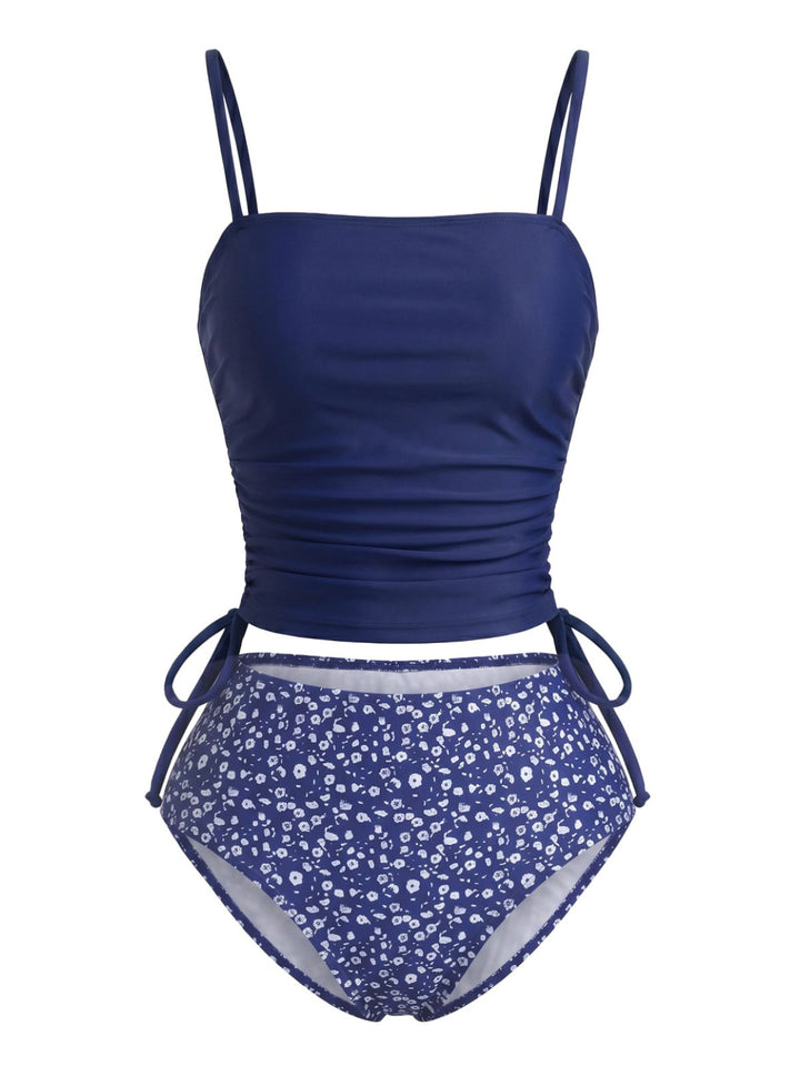 Navy Print Spaghetti Strap Tankini Set 3