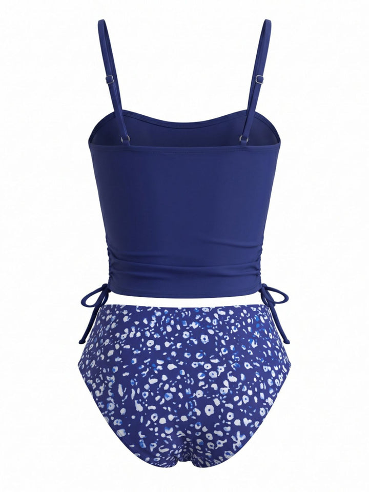 Navy Print Spaghetti Strap Tankini Set 4
