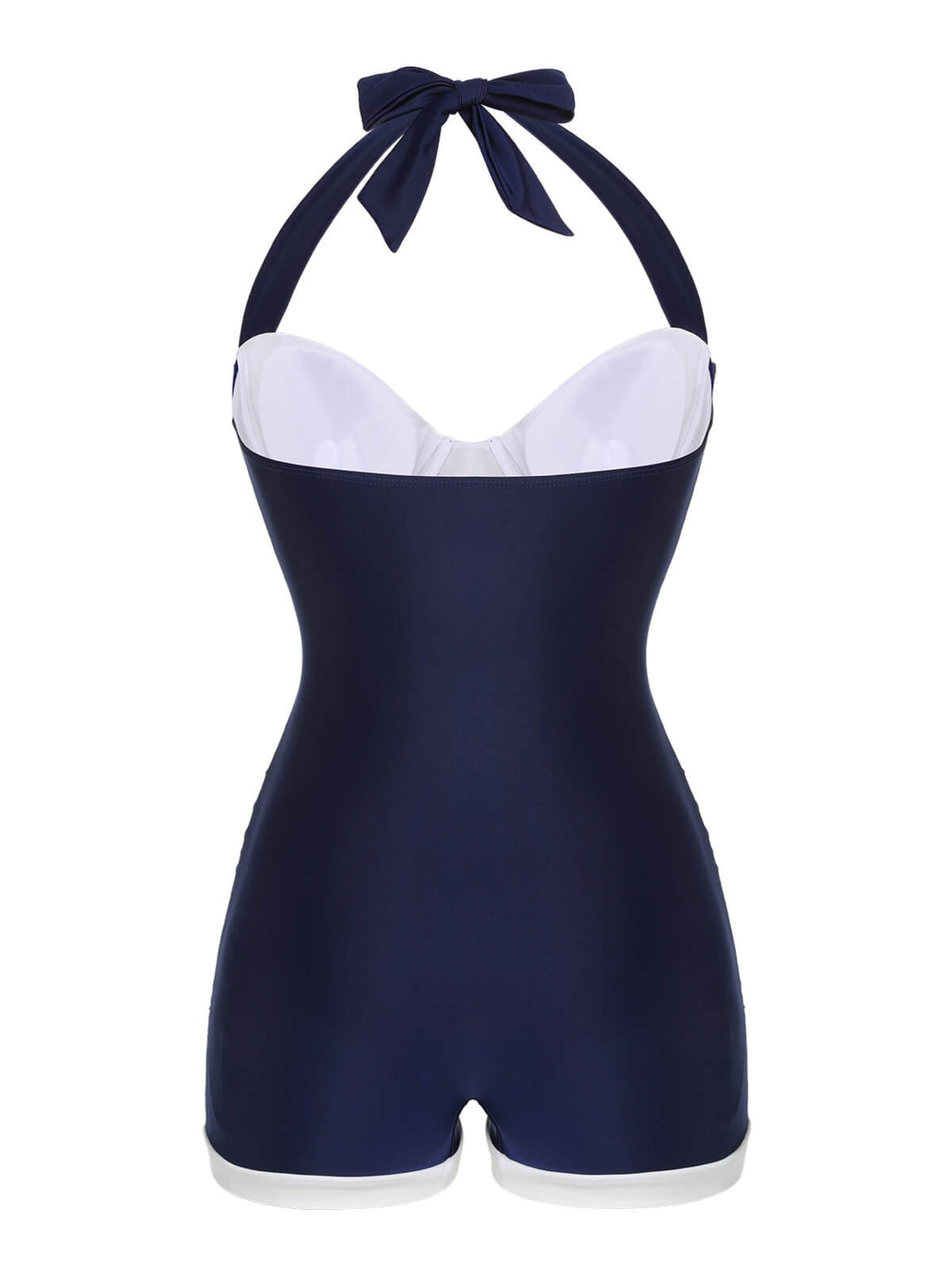 Navy Blue 1950s Pleated Halter Swimsuit, vintage swimsuit, pin-up swimwear - perfect for women who love vintage and retro fashion