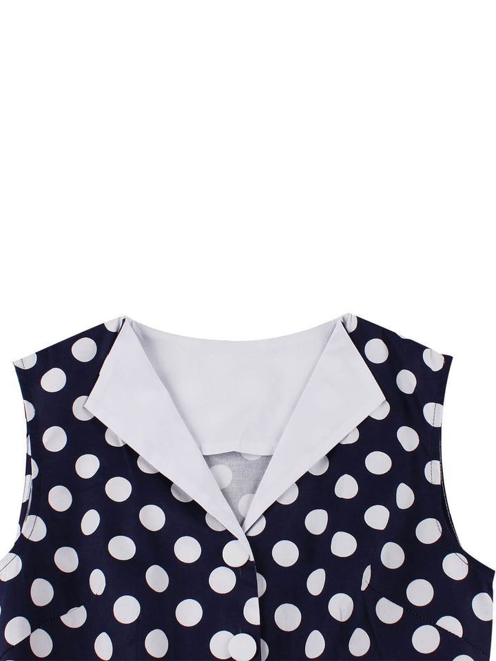 Navy Blue 1950s Polka Dots Lapel Dress — the kind of 1950s dress that makes strangers smile