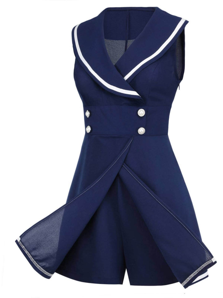 Navy Blue 1950s Sailor Collar Romper — vintage elegance for the modern woman