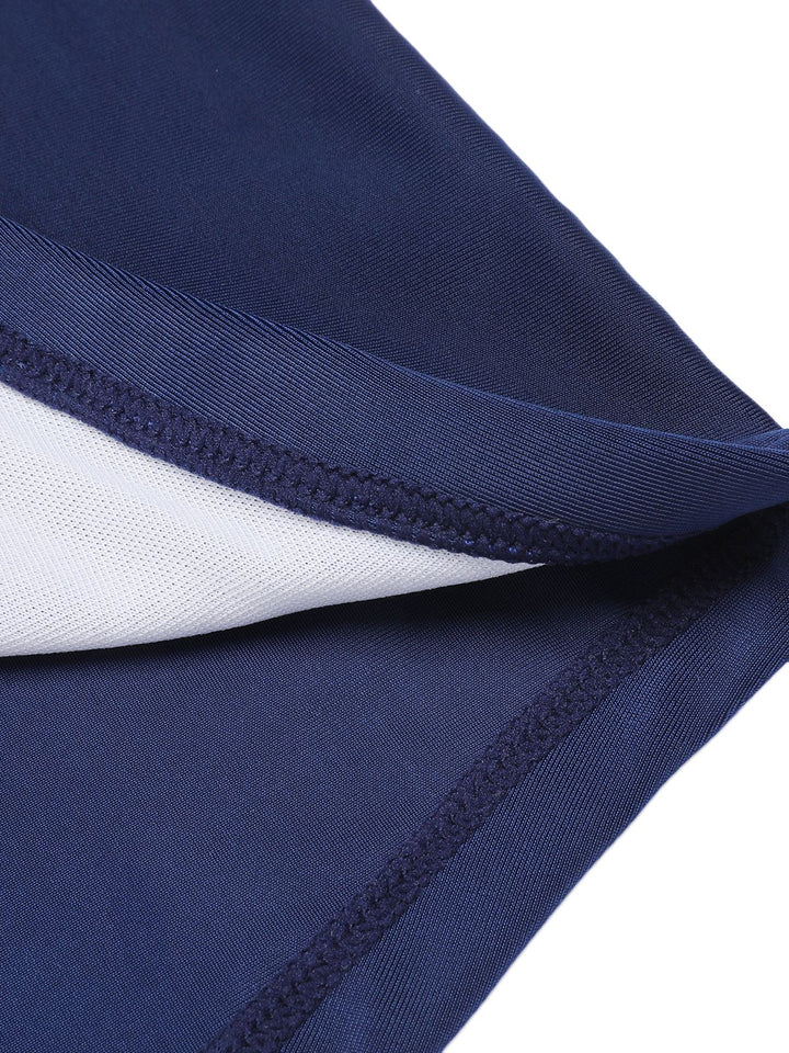 Navy Blue 1950s Solid Belt Button Halter Swimsuit, vintage swimsuit, pin-up swimwear - perfect for women who love vintage and retro fashion