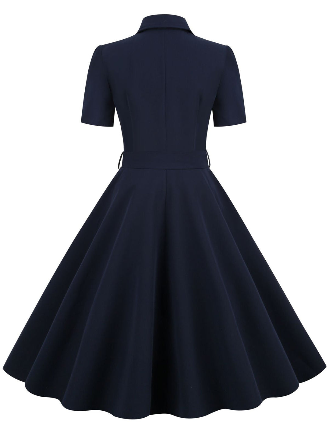 Navy Blue 1950s Solid Belt Swing Dress: timeless style reimagined